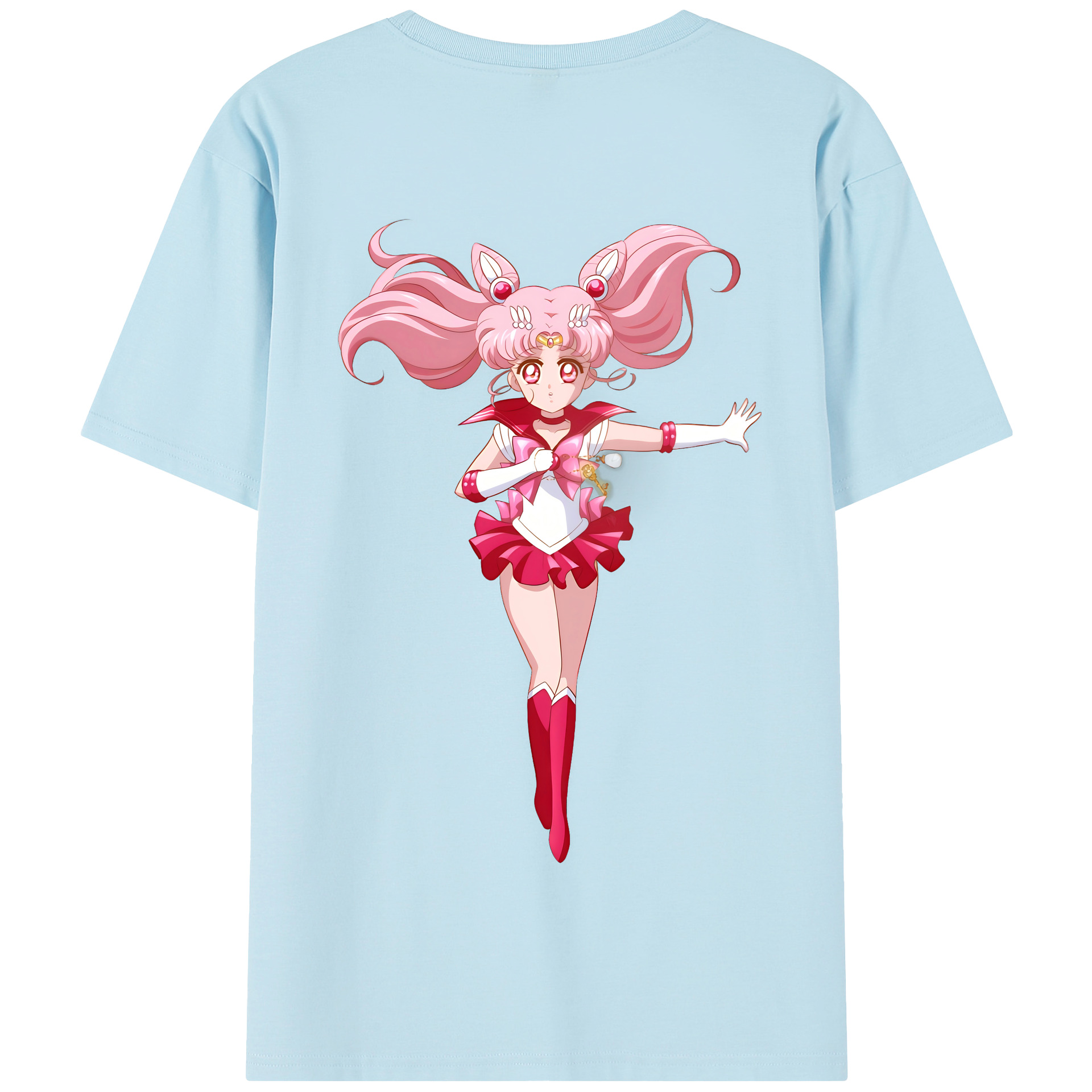 （画像用） 美少女戦士セーラームーン ちびうさ Sailor Moon Chibiusa Tsukino Usagi Small Lady Serenity 綿100％半袖Tシャツ（背面プリント）